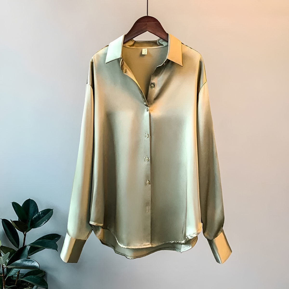 Elegante Damenbluse mit Knöpfen, langen Ärmeln und klassischem Kragen