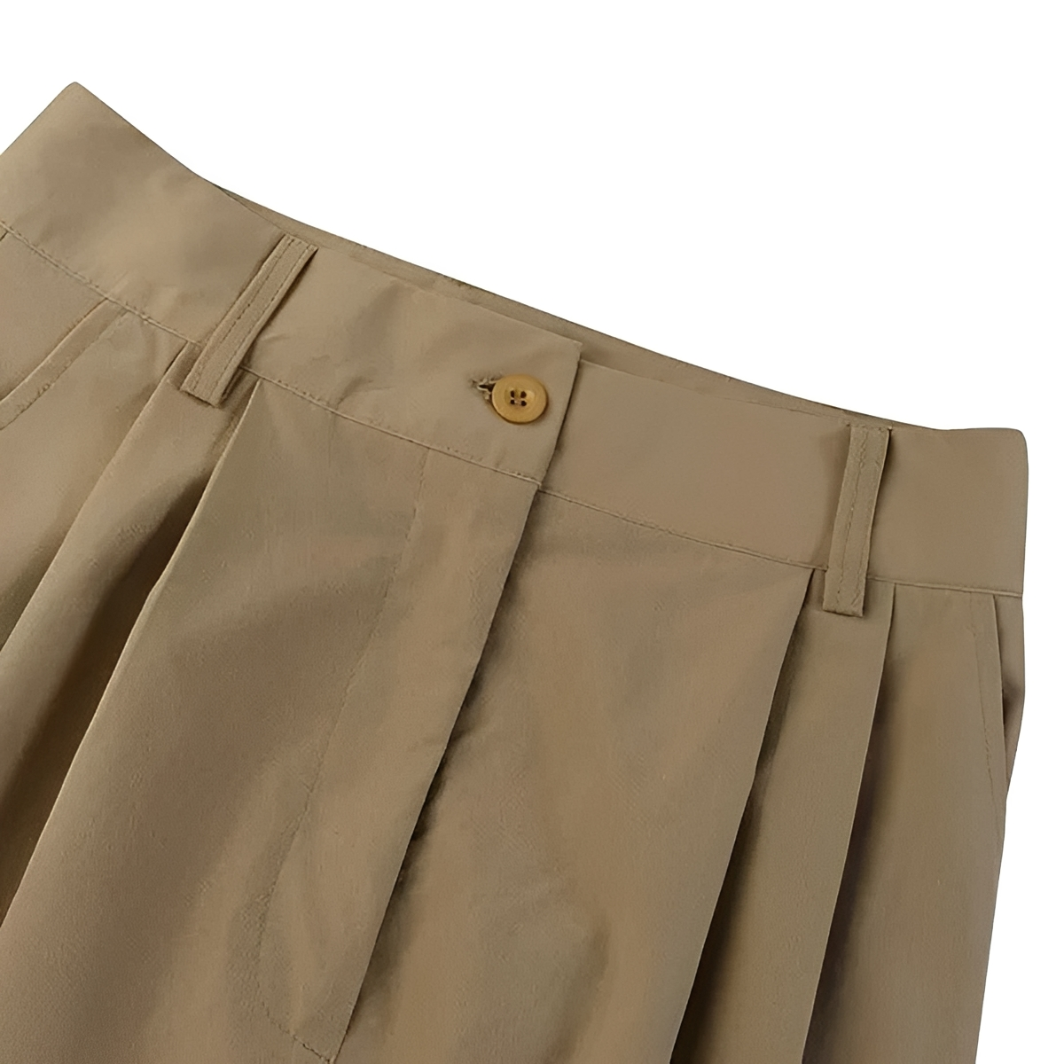 Damen Hochtaillierte Weite Hose mit Faltendetails und Taschen