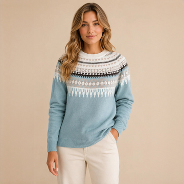 Damen-Rollkragenpullover mit Schmuckmuster und lockerer Form
