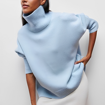 Damentrikot Rollkragenpullover mit lockerem Sitz und langen Ärmeln, Drop-Shoulder-Design