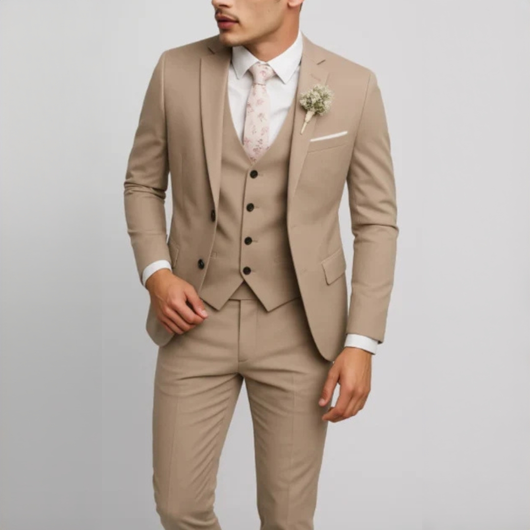 Herren Anzug-Set mit Weste – Moderner Stil, einreihige Jacke, flach sitzende Hose