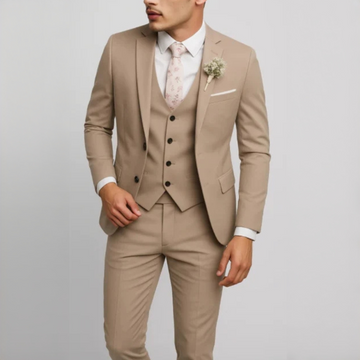 Herren Anzug-Set mit Weste – Moderner Stil, einreihige Jacke, flach sitzende Hose