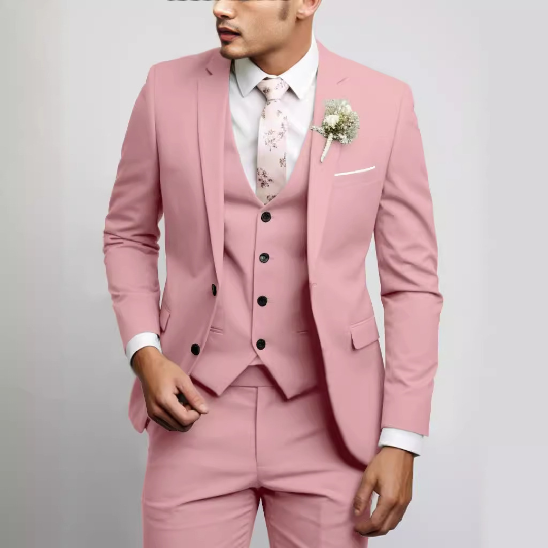Herren Anzug-Set mit Weste – Moderner Stil, einreihige Jacke, flach sitzende Hose