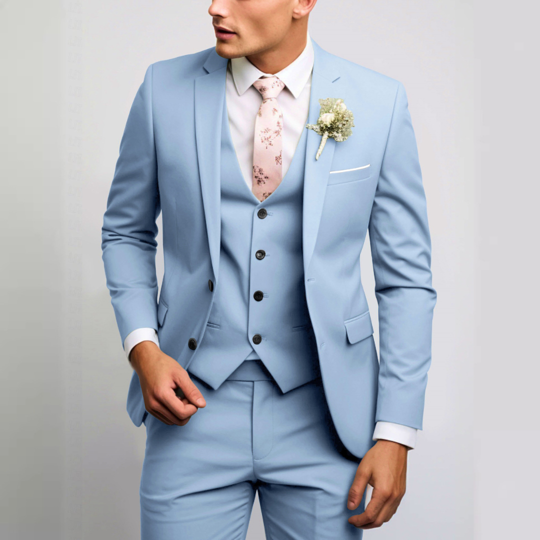 Herren Anzug-Set mit Weste – Moderner Stil, einreihige Jacke, flach sitzende Hose