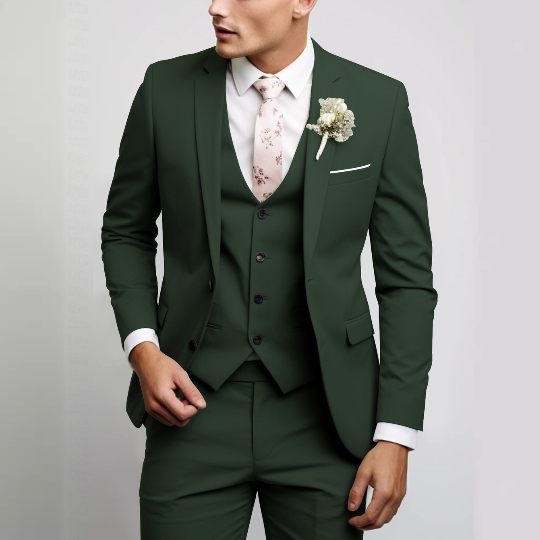 Herren Anzug-Set mit Weste – Moderner Stil, einreihige Jacke, flach sitzende Hose