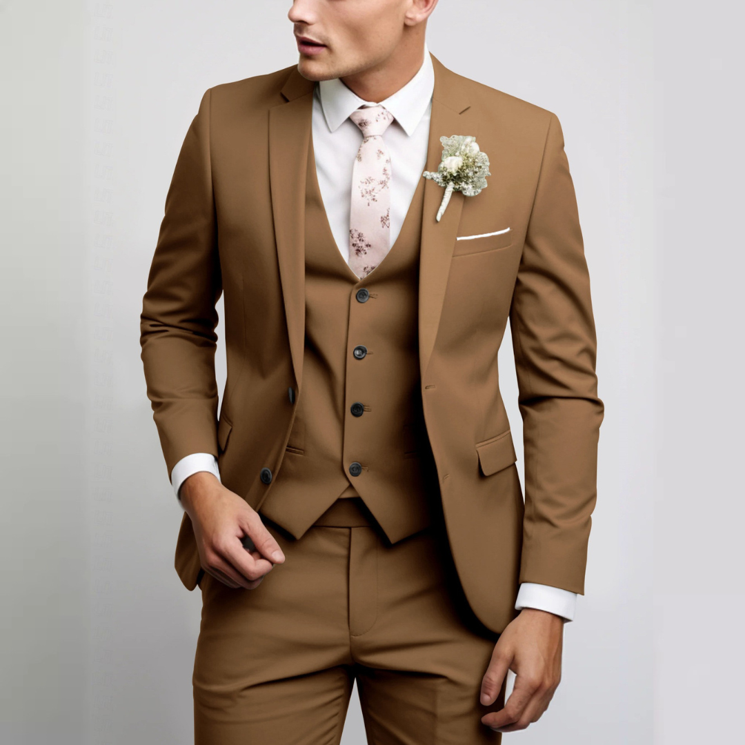 Herren Anzug-Set mit Weste – Moderner Stil, einreihige Jacke, flach sitzende Hose