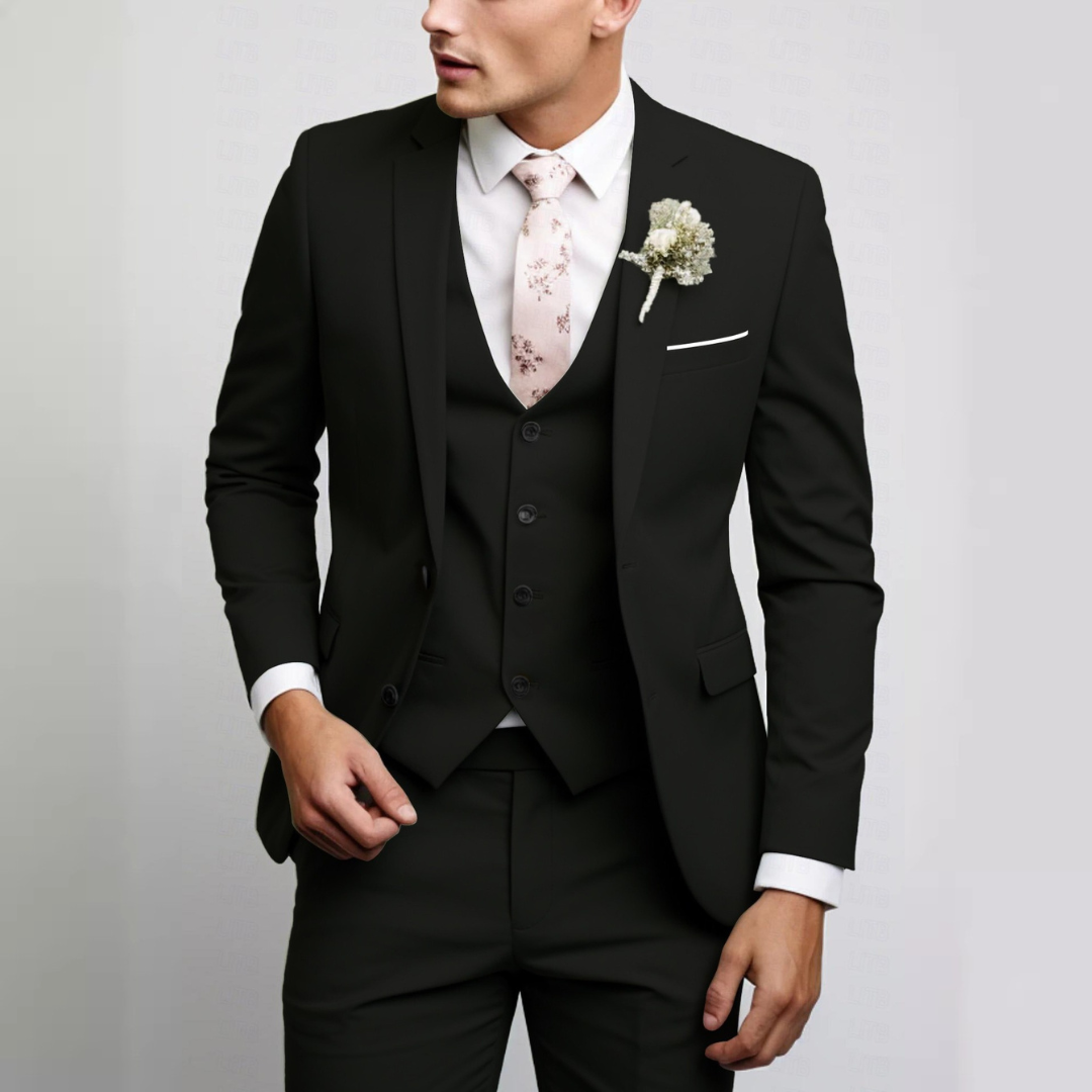 Herren Anzug-Set mit Weste – Moderner Stil, einreihige Jacke, flach sitzende Hose