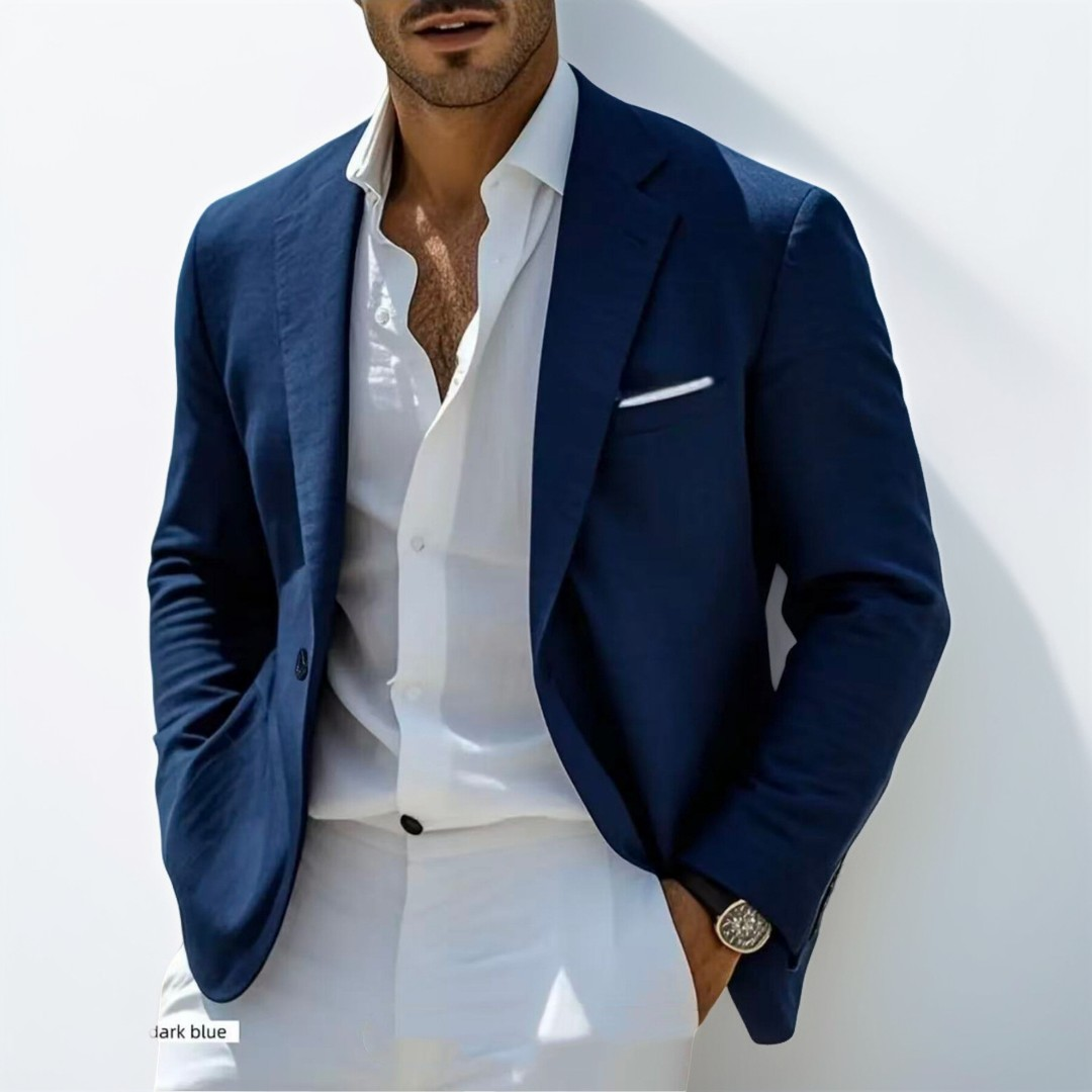 Herren Blazer mit Notch-Kragen und Ein-Knopf-Front - Regular Fit mit Brust- und Fronttaschen