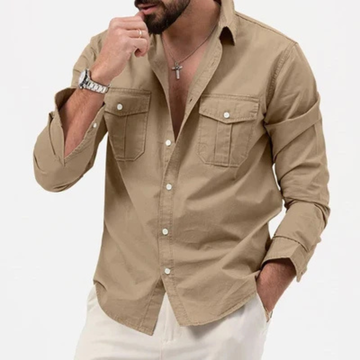 Herren Hemd mit durchgehender Knopfleiste, langen Ärmeln und Brusttaschen - Regular Fit
