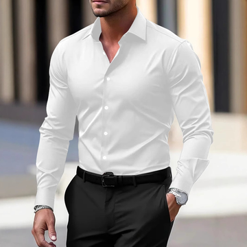 Herren Hemd - Slim Fit Langarmshirt mit Kent-Kragen und Knopfleiste