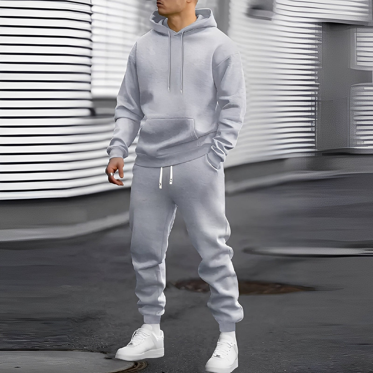 Herren Jogginganzug mit Kapuzenhoodie und Jogpants - Lockere Passform mit Kängurutasche