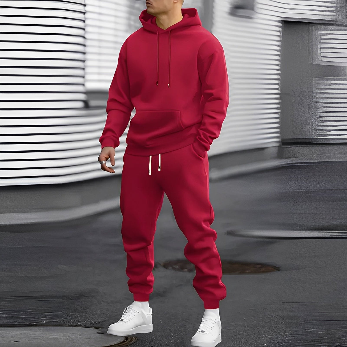 Herren Jogginganzug mit Kapuzenhoodie und Jogpants - Lockere Passform mit Kängurutasche