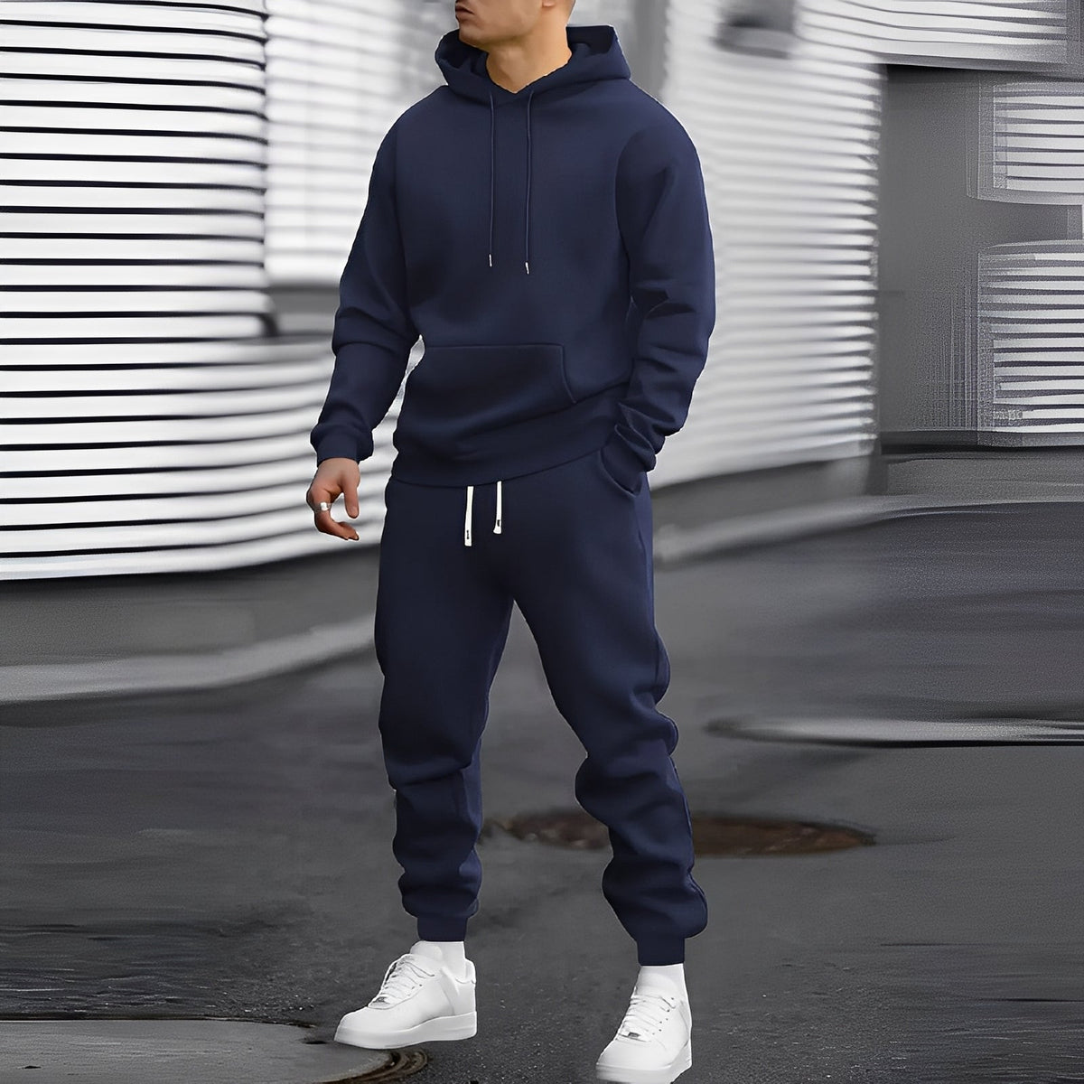 Herren Jogginganzug mit Kapuzenhoodie und Jogpants - Lockere Passform mit Kängurutasche