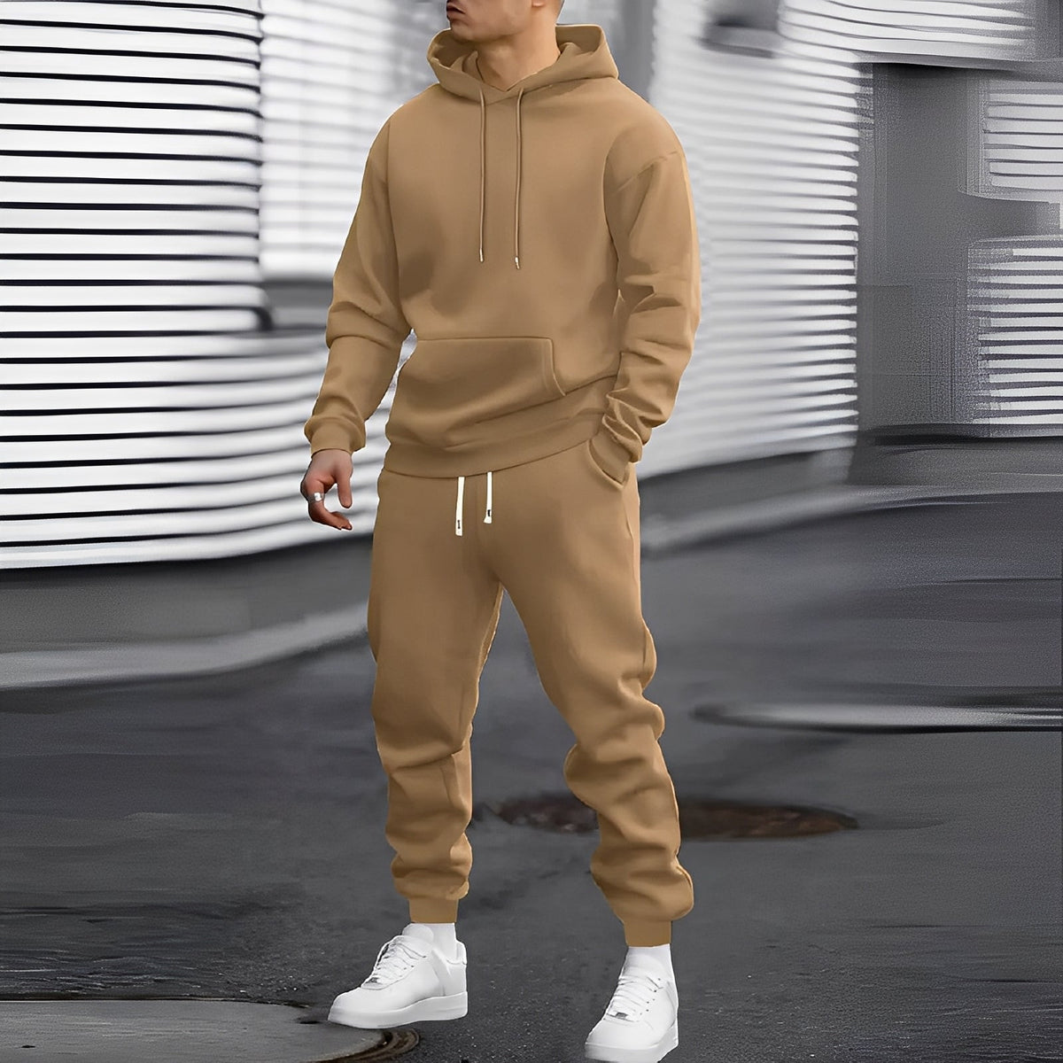Herren Jogginganzug mit Kapuzenhoodie und Jogpants - Lockere Passform mit Kängurutasche