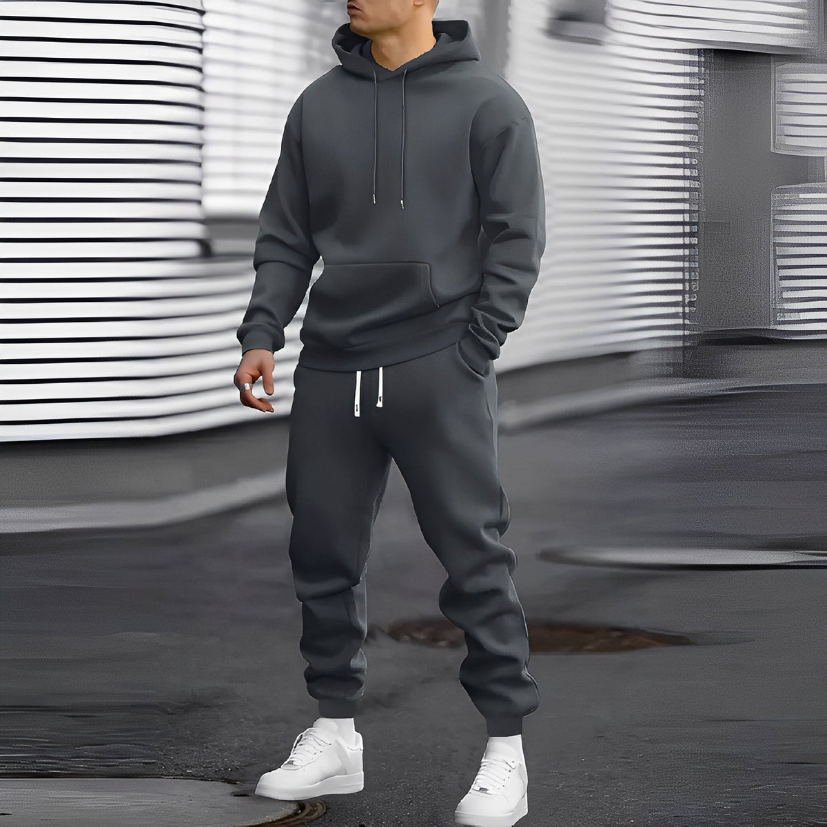 Herren Jogginganzug mit Kapuzenhoodie und Jogpants - Lockere Passform mit Kängurutasche