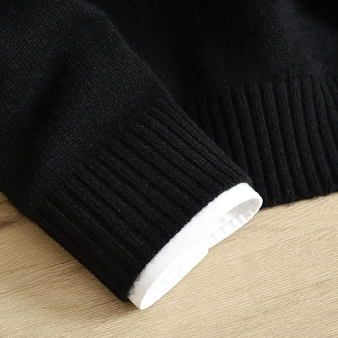 Herren Pullover Sweatshirt Rundhals Langarm - Regular Fit, Struktur am Kragen, Ärmel und Saum