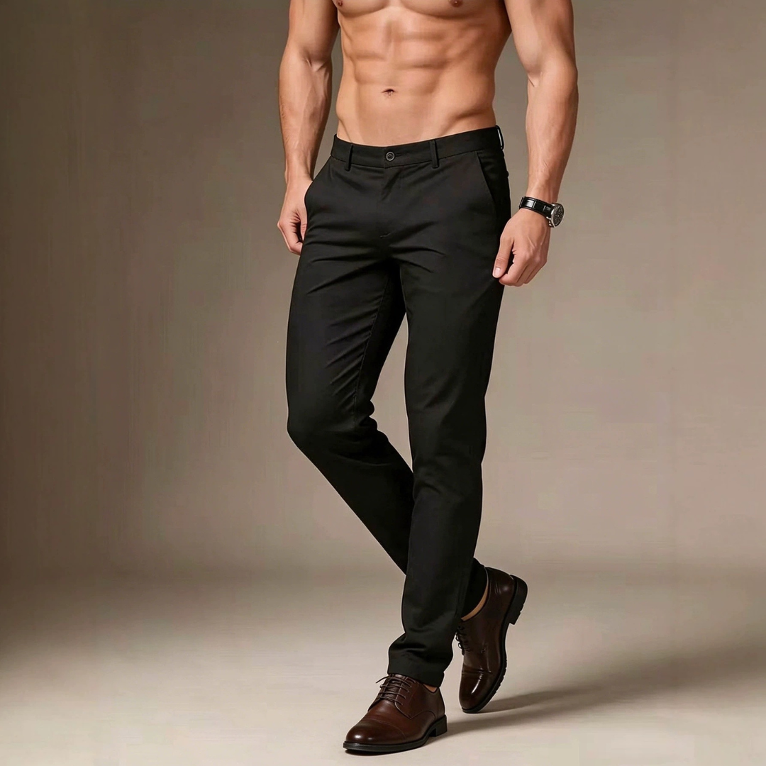 Herren Stretchhose - Flachfront, Schmaler Schnitt, Eng anliegendes Bein