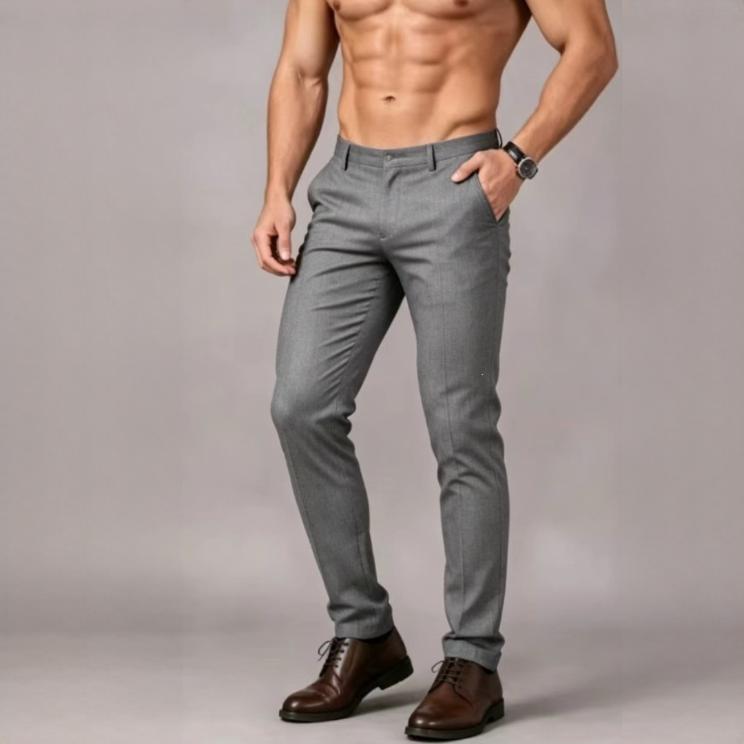 Herren Stretchhose - Flachfront, Schmaler Schnitt, Eng anliegendes Bein