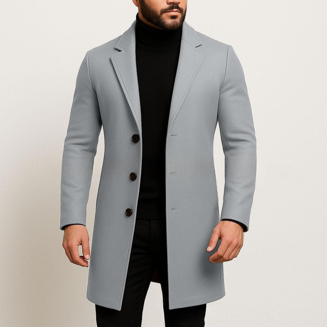 Herren Trenchcoat, Einreiher, Notch-Lapels, Drei-Knopf-Verschluss, Slim Fit