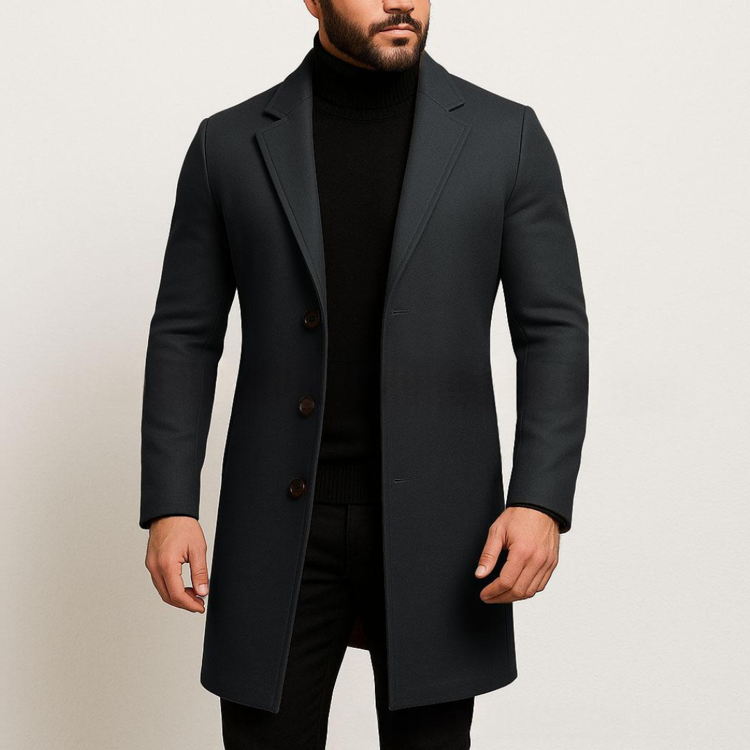 Herren Trenchcoat, Einreiher, Notch-Lapels, Drei-Knopf-Verschluss, Slim Fit
