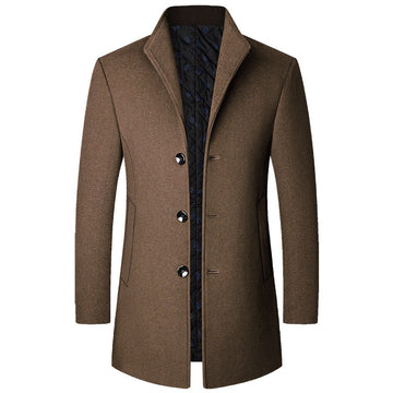 Langer Herren-Trenchcoat mit Knopfverschluss und klassischem Kragen - Maßgeschneiderte Passform