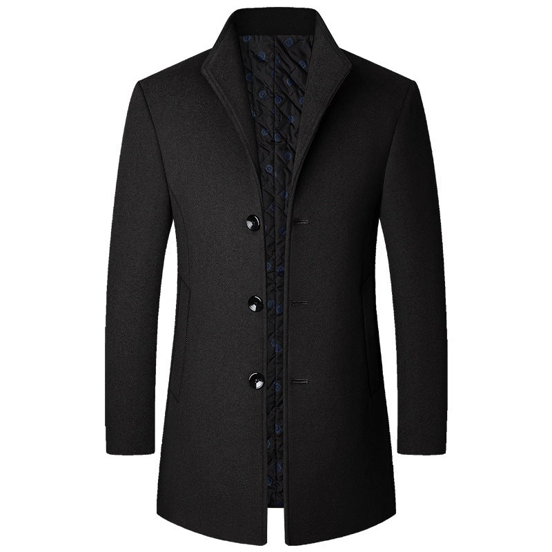 Langer Herren-Trenchcoat mit Knopfverschluss und klassischem Kragen - Maßgeschneiderte Passform
