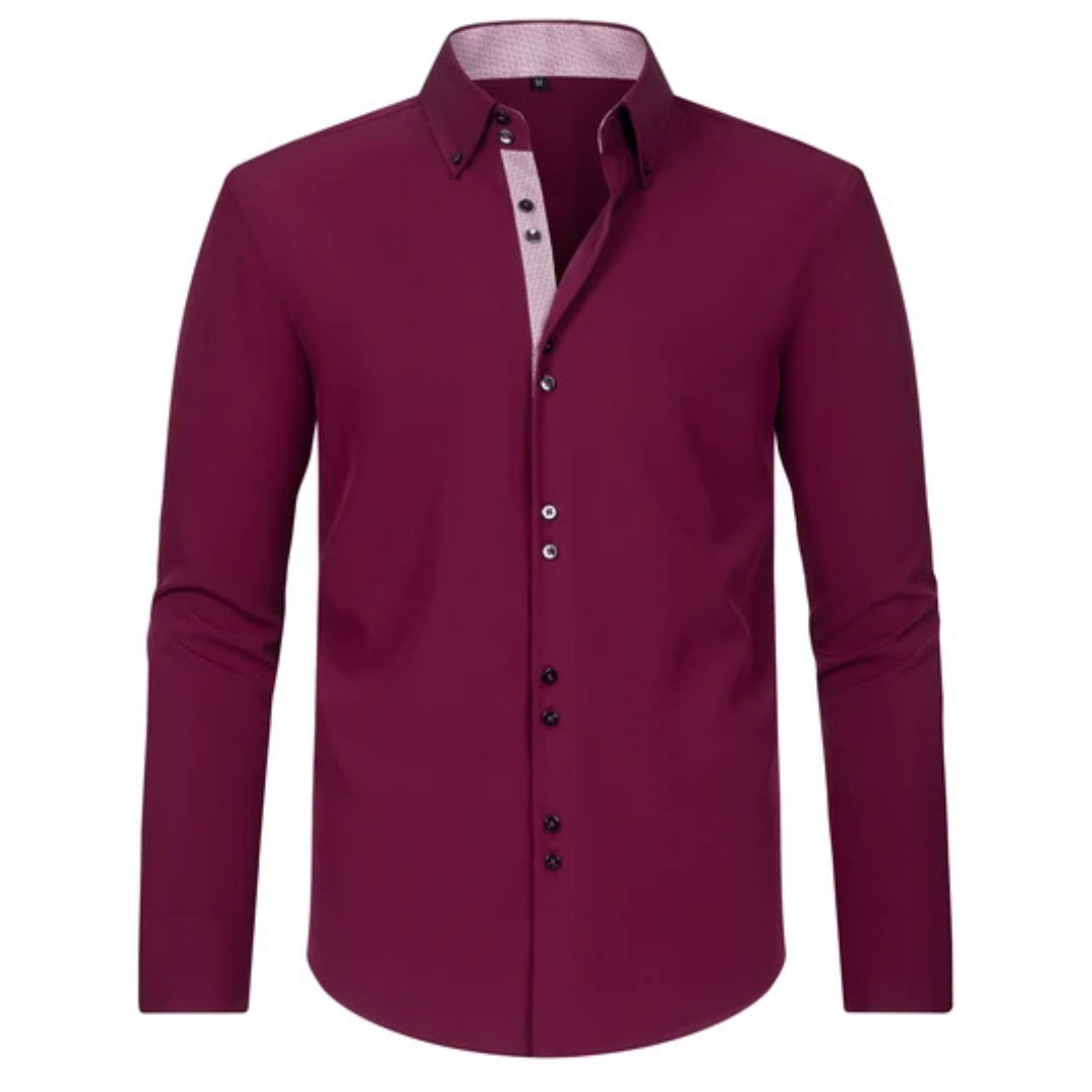 Herrenhemden mit Button-Down-Kragen und Kontrast-Innenleiste – Langarm, Regular Fit