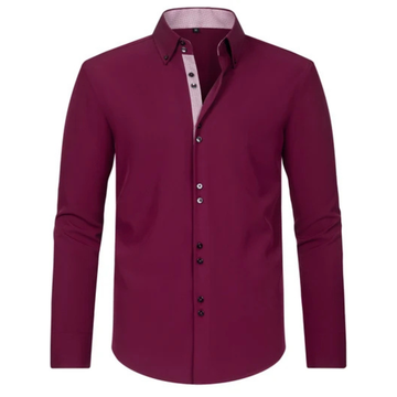 Herrenhemden mit Button-Down-Kragen und Kontrast-Innenleiste – Langarm, Regular Fit