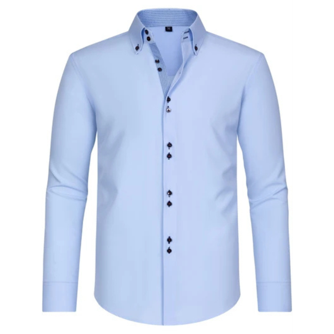 Herrenhemden mit Button-Down-Kragen und Kontrast-Innenleiste – Langarm, Regular Fit