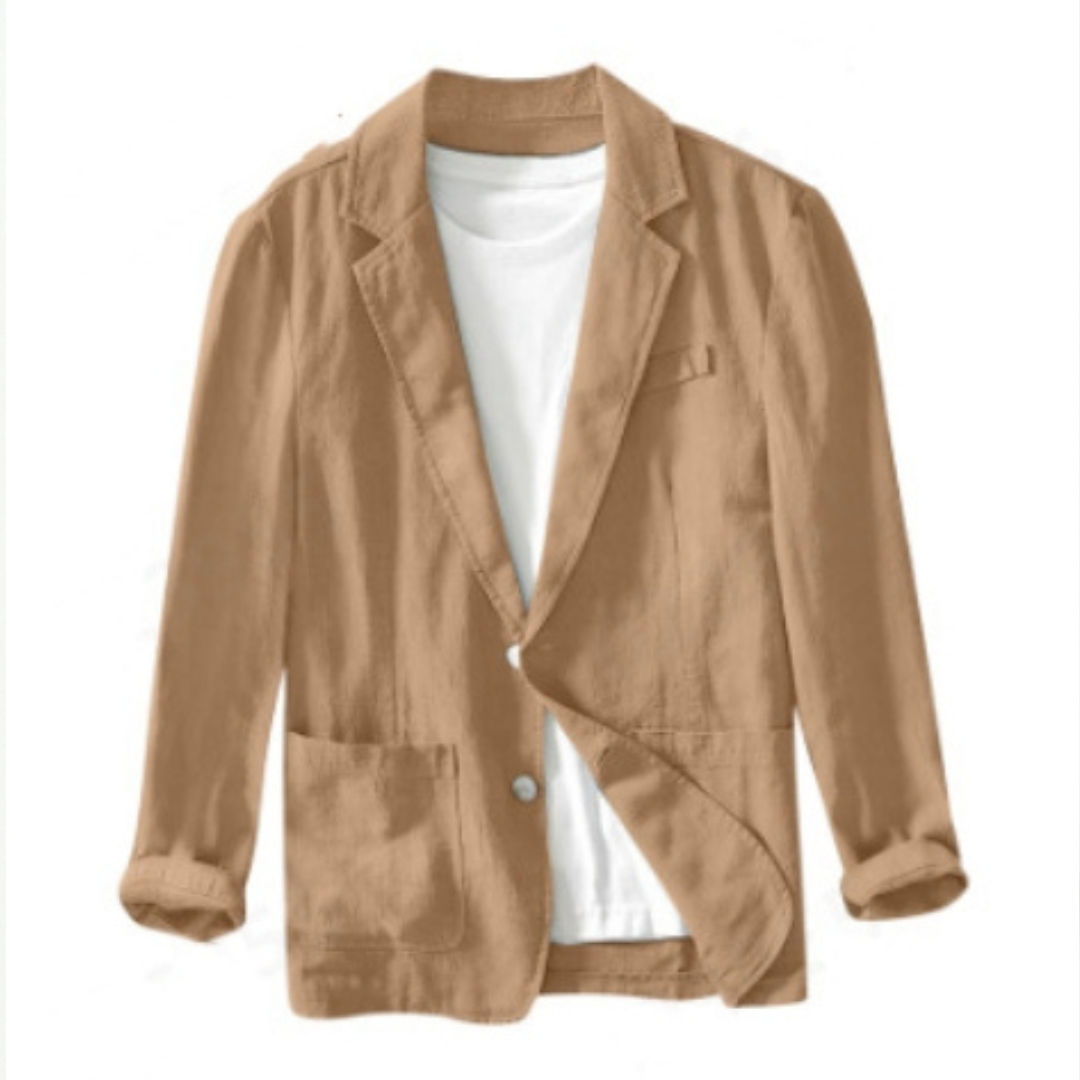 Herrenjacke mit Einkerbungskragen, Einreiher, Zwei-Knopf-Fronttaschen, reguläre Passform