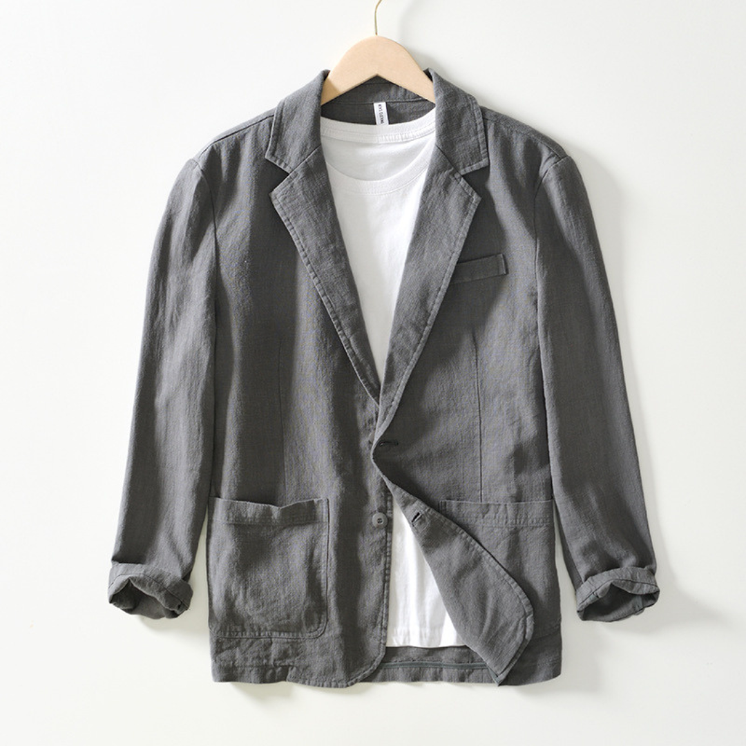 Herrenjacke mit Einkerbungskragen, Einreiher, Zwei-Knopf-Fronttaschen, reguläre Passform