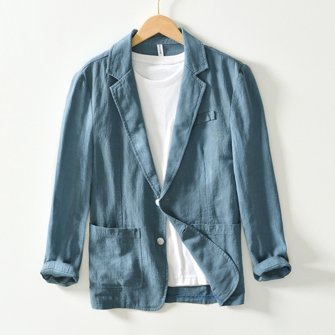 Herrenjacke mit Einkerbungskragen, Einreiher, Zwei-Knopf-Fronttaschen, reguläre Passform
