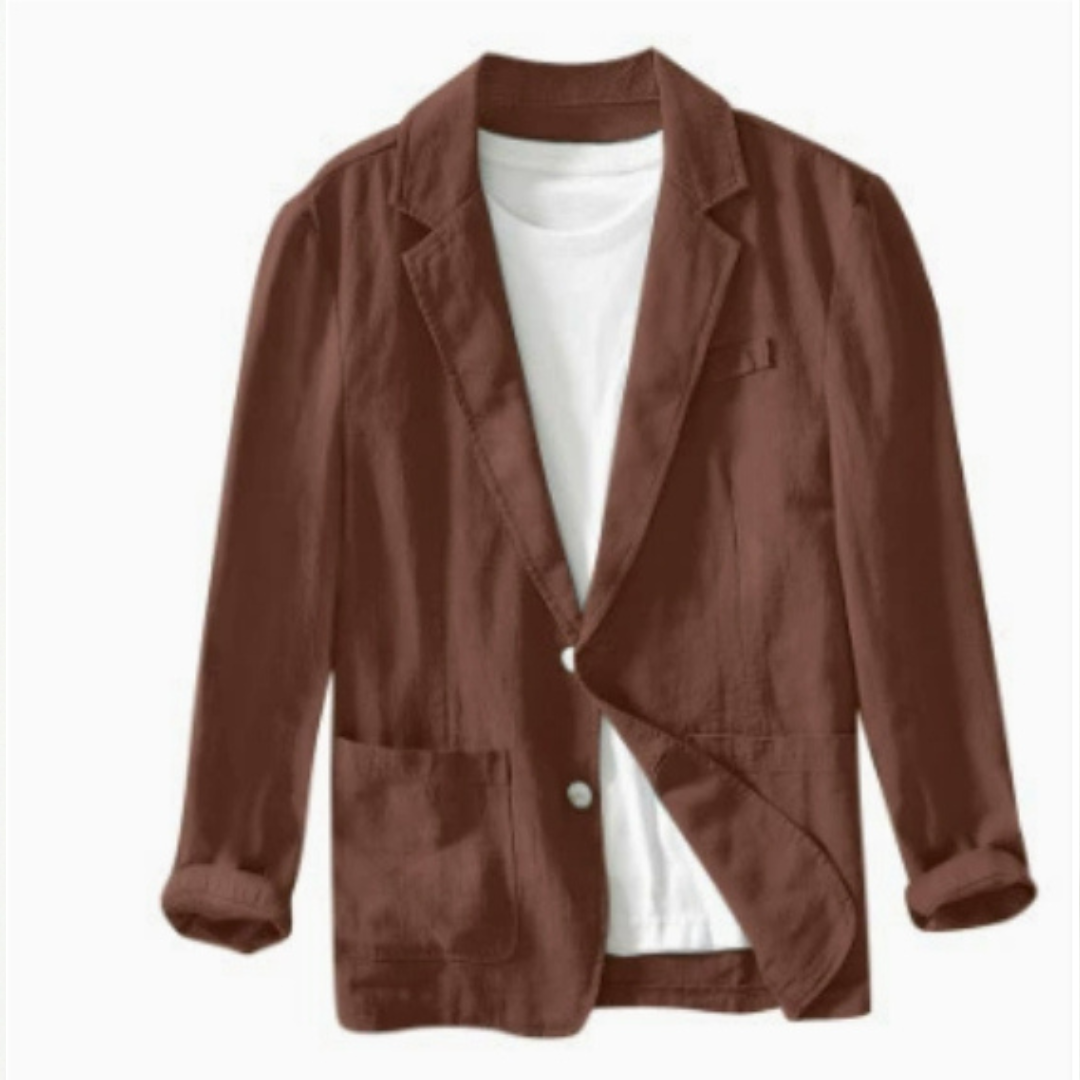Herrenjacke mit Einkerbungskragen, Einreiher, Zwei-Knopf-Fronttaschen, reguläre Passform