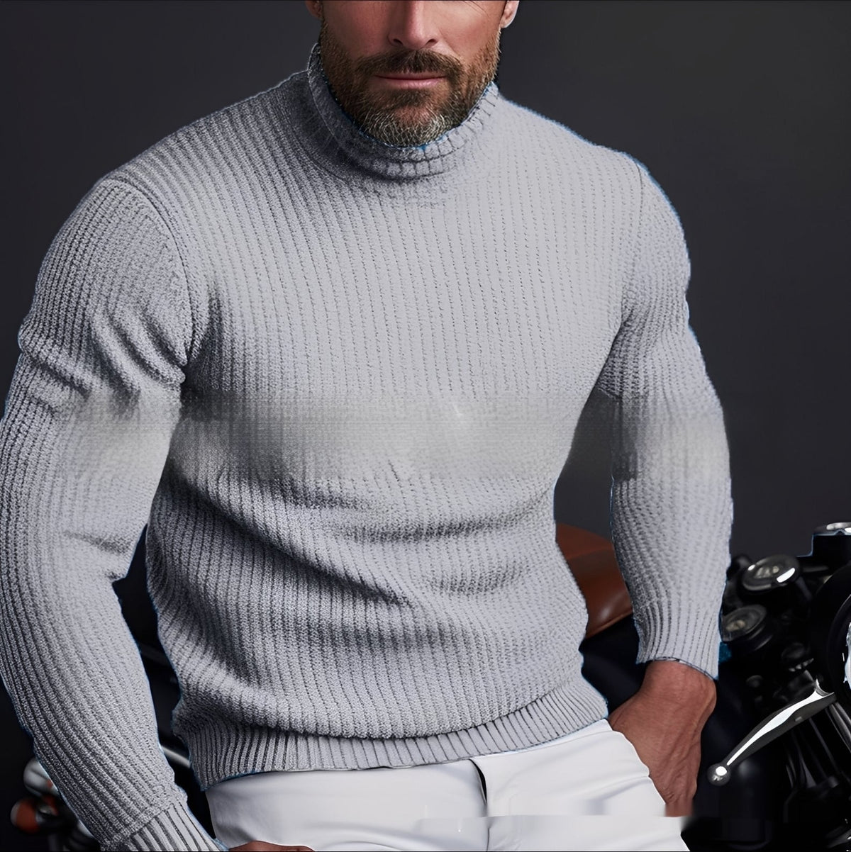 Herrenpullover Rollkragenpullover Rippmuster - Normaler Schnitt