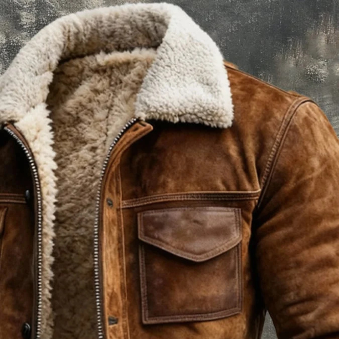 Herrenjacke mit Reißverschluss - Kontrastkragen, Klappentaschen vorne, gerades Design