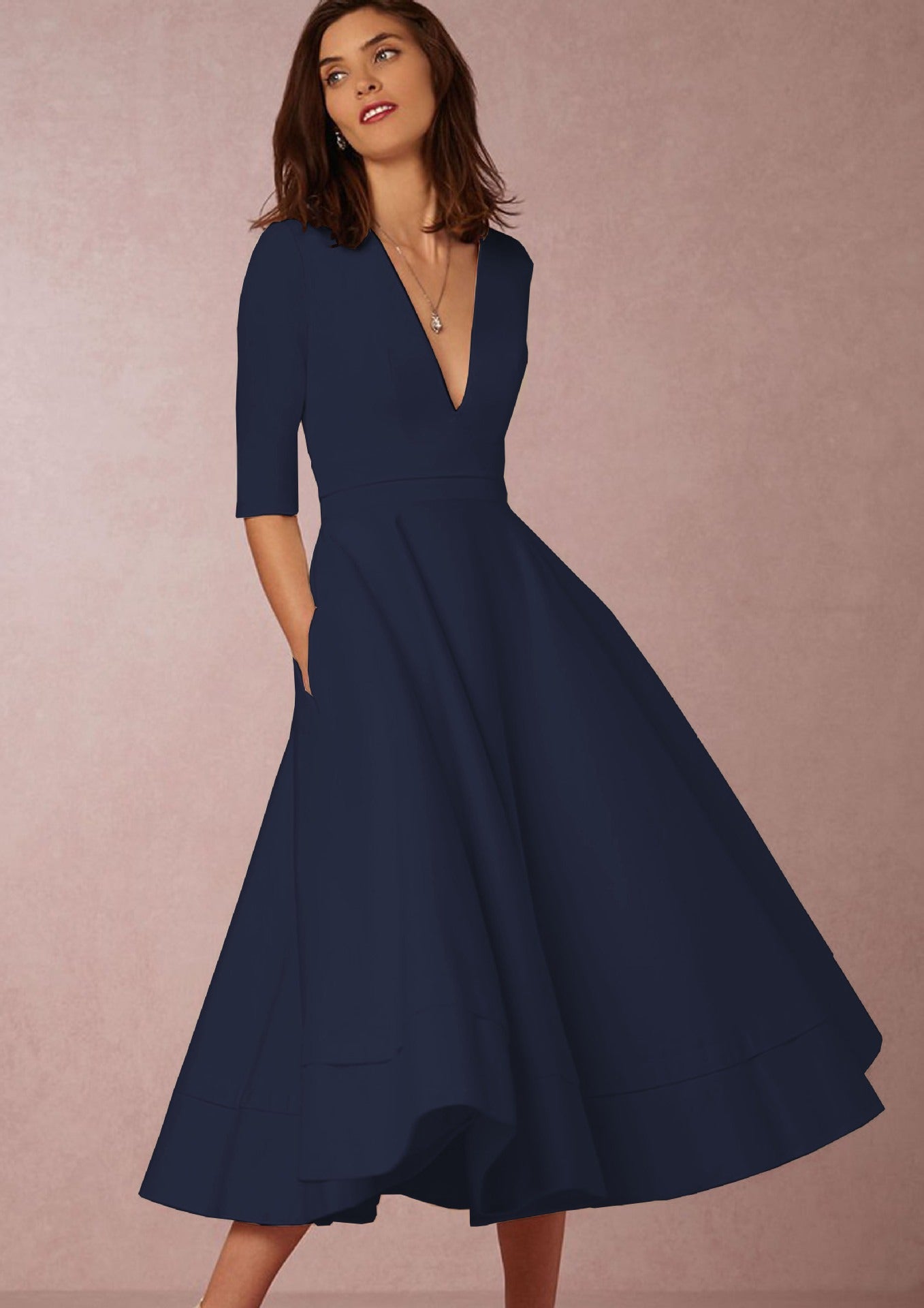 Elegantes Abendkleid — Vayrani — Ansicht 7 — Farbe Marineblau